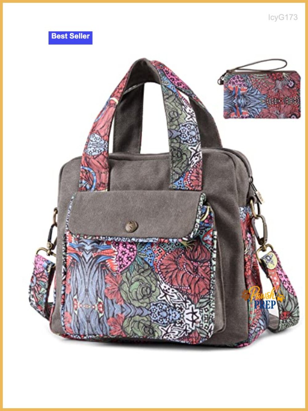 Boho Floral Canvas Crossbody Purse Women Shoulder Bag Handbag Satchel